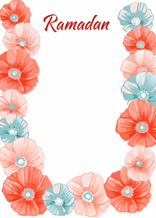 Watercolor floral islamic illustrationのイラスト素材