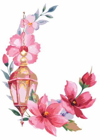 Watercolor floral islamic illustrationのイラスト素材