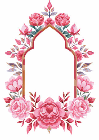 Watercolor floral islamic illustrationのイラスト素材