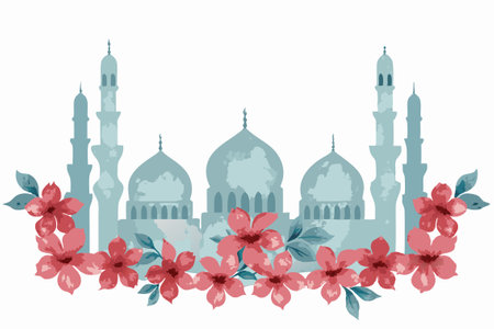 Watercolor floral islamic illustrationのイラスト素材