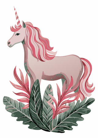 Watercolor unicorn on white backgroundのイラスト素材