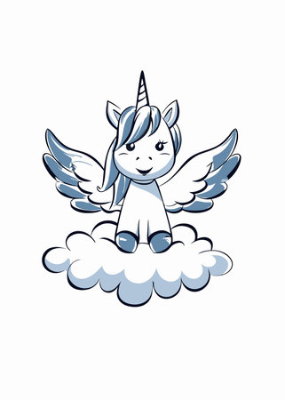 Watercolor unicorn on white backgroundのイラスト素材