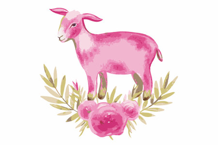 Watercolor Farm Animal on White Backgroundのイラスト素材