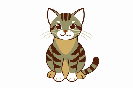 Adorable Cat Clipart on White Backgroundのイラスト素材