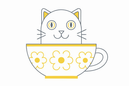 Adorable Cat in a Teacup Clipartのイラスト素材