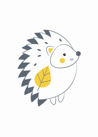 Adorable Hedgehog with a Leaf Clipartのイラスト素材