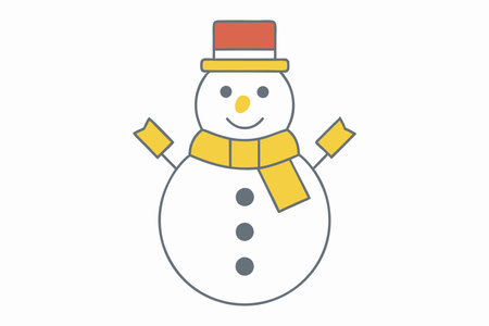Cartoon Snowman with a Hat Clipart on White Backgroundのイラスト素材