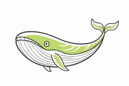 Cartoon Whale Clipart on White Backgroundのイラスト素材