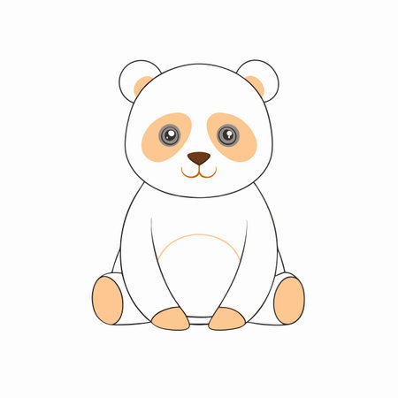 Cute Baby Panda Clipart on White Backgroundのイラスト素材