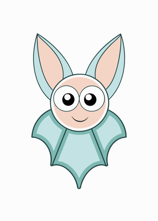 Cute Bat with Big Eyes Clipart on White Backgroundのイラスト素材