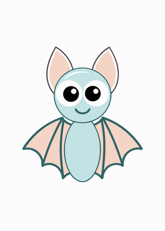 Cute Bat with Big Eyes Clipart on White Backgroundのイラスト素材