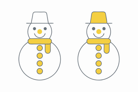Cartoon Snowman with a Hat Clipart on White Backgroundのイラスト素材