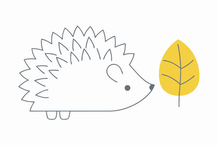 Adorable Hedgehog with a Leaf Clipartのイラスト素材