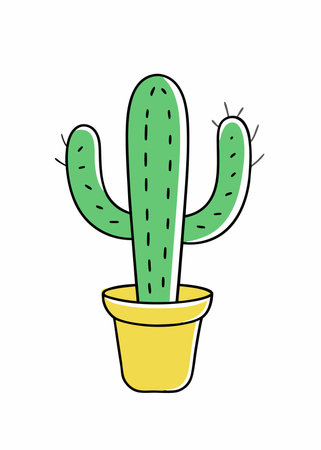 Cute cactus clipart on White Backgroundのイラスト素材
