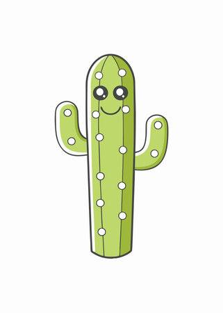 Cute cactus clipart on White Backgroundのイラスト素材