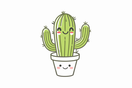 Cute cactus clipart on White Backgroundのイラスト素材