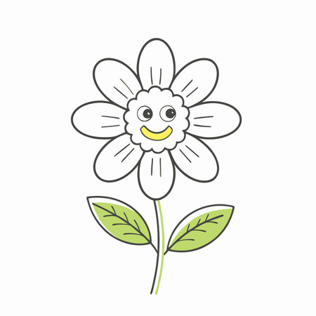 Cute flower clipart on white backgroundのイラスト素材