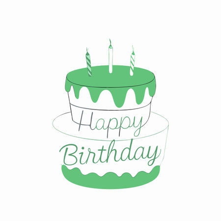 Minimalist Happy Birthday Cake Clipart on White Background