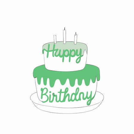 Minimalist Happy Birthday Cake Clipart on White Background