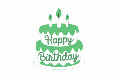 Minimalist Happy Birthday Cake Clipart on White Background