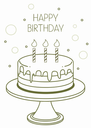 Minimalist Happy Birthday Cake Clipart on White Backgroundのイラスト素材