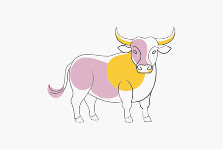 Minimalist Bull on White Background