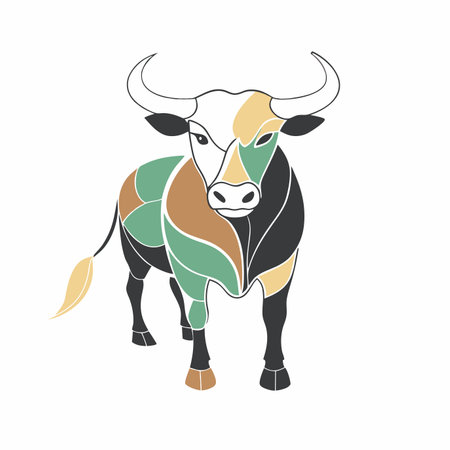 Minimalist Bull on White Backgroundのイラスト素材