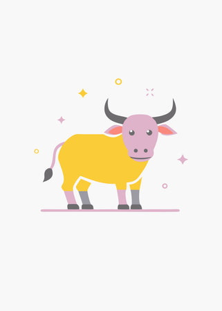 Minimalist Bull on White Background