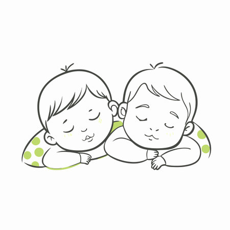 Minimalist kids sleep soundly on white backgroundのイラスト素材