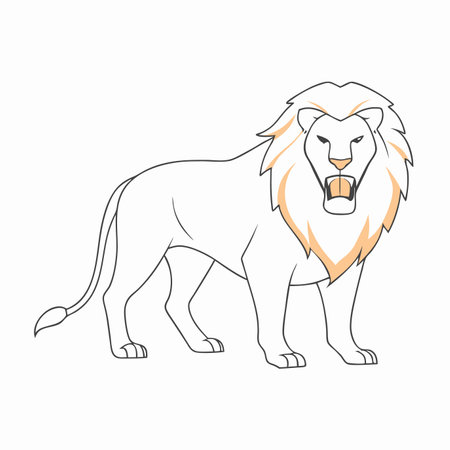 Minimalist aggressive lion on White Backgroundのイラスト素材