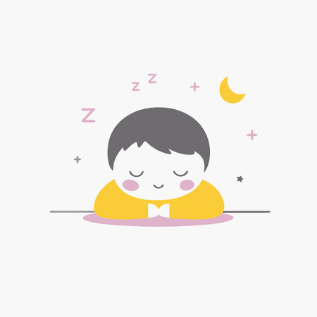 Minimalist kids sleep soundly on white backgroundのイラスト素材