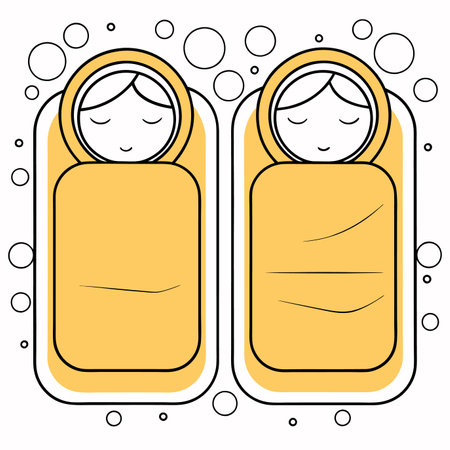Minimalist kids sleep soundly on white backgroundのイラスト素材
