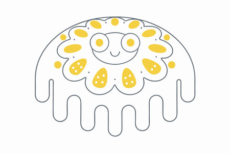 Cute Jelly Donut with a Face Clipart on White Backgroundのイラスト素材