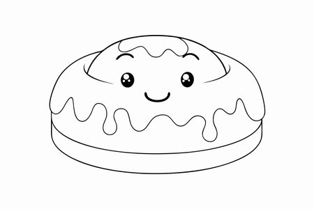 Cute Jelly Donut with a Face Clipart on White Backgroundのイラスト素材