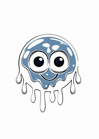 Cute Jelly Donut with a Face Clipart on White Backgroundのイラスト素材