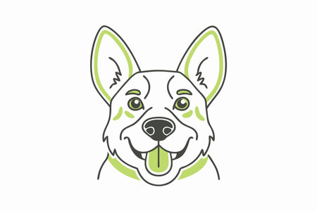Funny dog face clipart on White Backgroundのイラスト素材