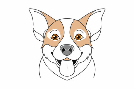 Funny dog face clipart on White Backgroundのイラスト素材