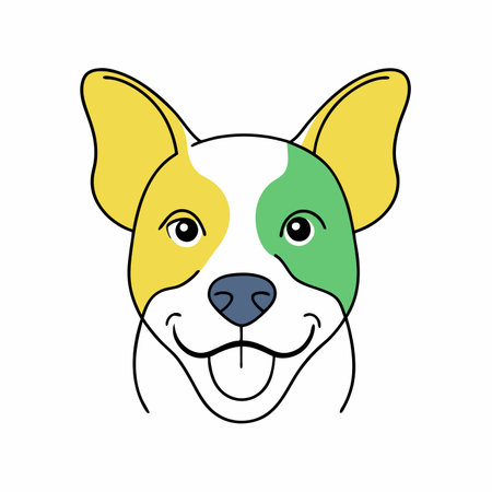 Funny dog face clipart on White Backgroundのイラスト素材