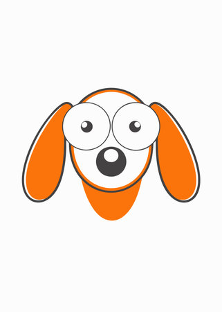 Funny dog face clipart on White Backgroundのイラスト素材