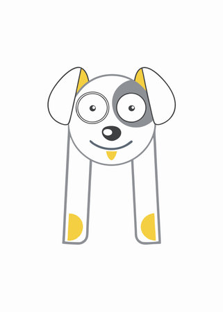 Funny dog face clipart on White Backgroundのイラスト素材