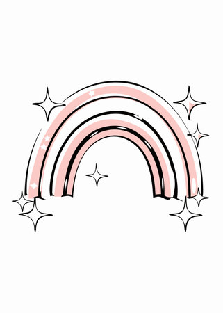 Happy Rainbow with Sparkles Clipartのイラスト素材