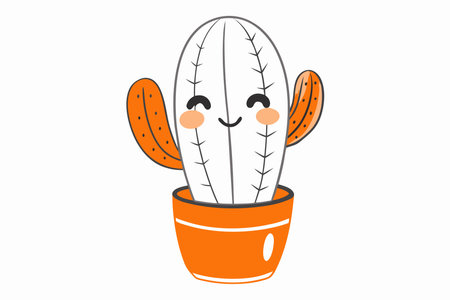 Kawaii cactus clipart on White Backgroundのイラスト素材