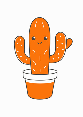 Kawaii cactus clipart on White Backgroundのイラスト素材