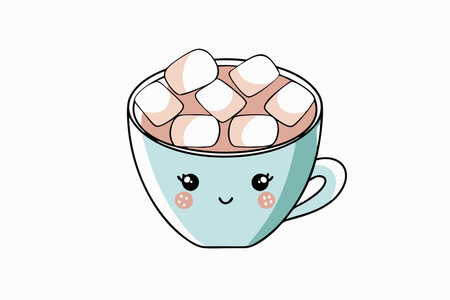 Kawaii Cup of Hot Cocoa with Marshmallows Clipartのイラスト素材