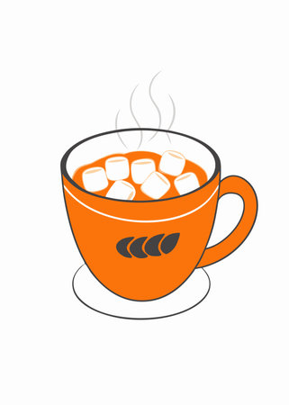 Kawaii Cup of Hot Cocoa with Marshmallows Clipartのイラスト素材