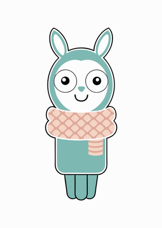 Kawaii Llama with a Cozy Scarf Clipartのイラスト素材