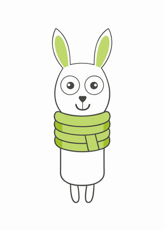 Kawaii Llama with a Cozy Scarf Clipartのイラスト素材