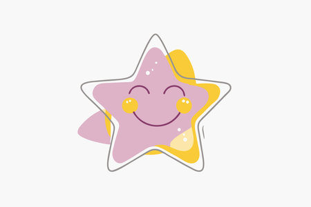 Smiling Star with Blush Clipart on White Backgroundのイラスト素材
