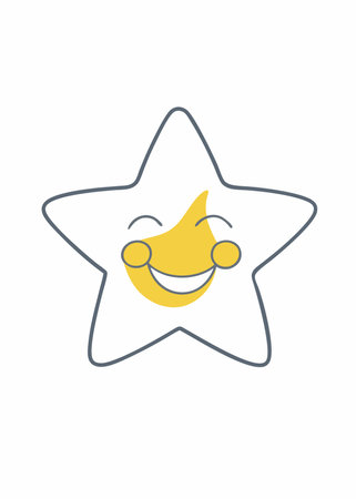 Smiling Star with Blush Clipart on White Backgroundのイラスト素材