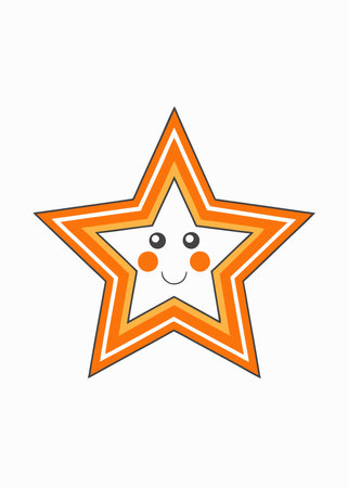 Smiling Star with Blush Clipart on White Backgroundのイラスト素材
